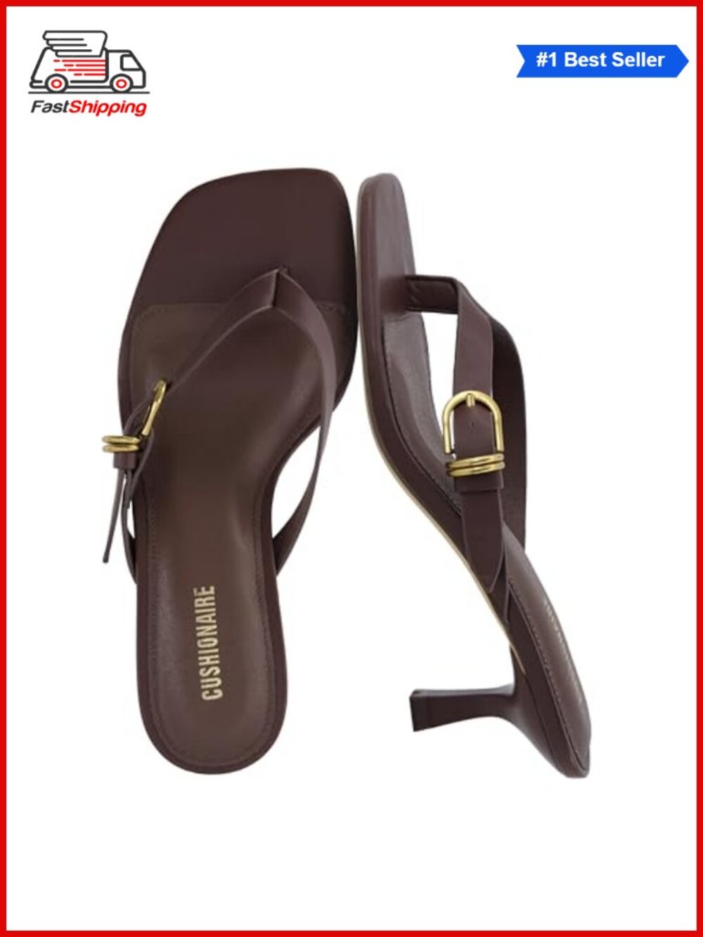 Kitten Heel Sandals Square Toe Adjustable Buckle Dressy